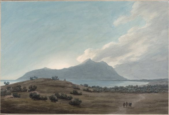 John Robert Cozens - Monte Circeo o zachodzie słońca (1780)