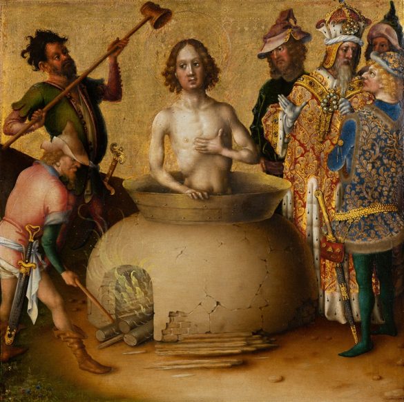 Stefan Lochner - Męczeństwo św. Jana Ewangelisty (po 1435 r.)