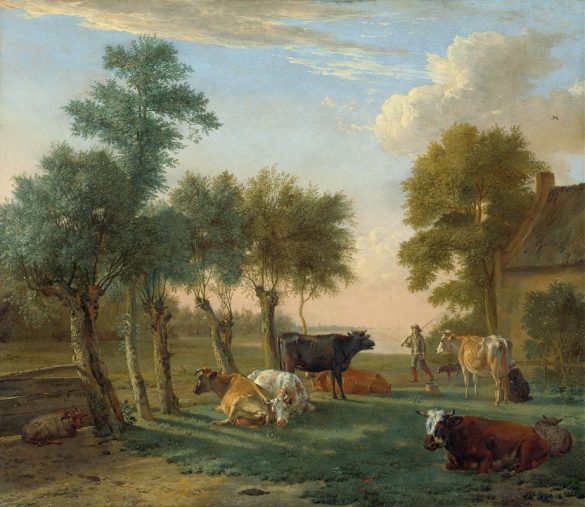 Krowy na łące w pobliżu farmy (1653)