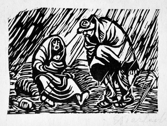Para kłócąca się w deszczu – Ernst Barlach