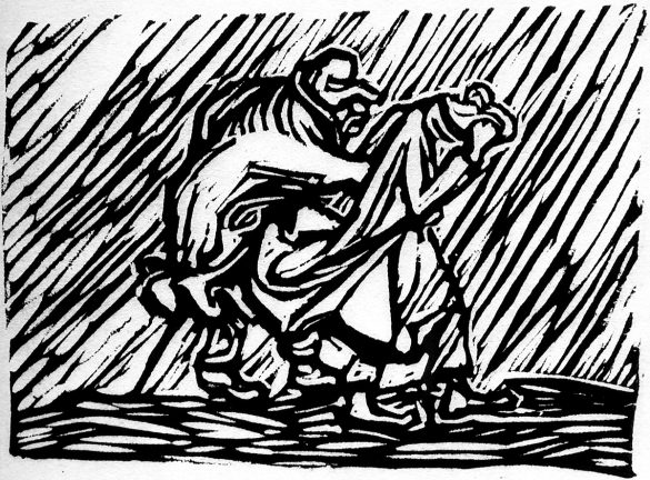 Wędrująca para w deszczu – Ernst Barlach
