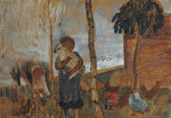 Dzieci i kurczaki przed krajobrazem (ok. 1902 r.)