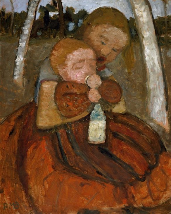 Dziewczyna z dzieckiem wśród brzoz (1905)