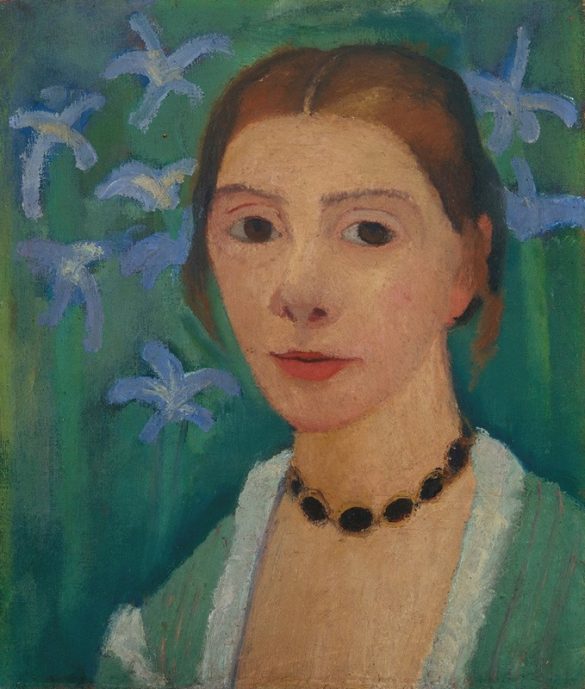Paula Modersohn-Becker - Autoportret na zielonym tle z niebieską tęczówką (lata 1900-1907)