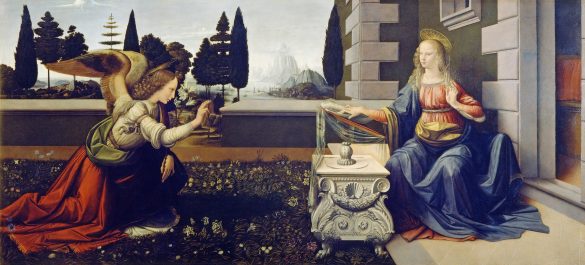 Zwiastowanie - Leonarda da Vinci (około 1472)