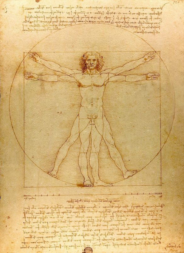 Słynny obraz Leonarda da Vinci pt. Człowiek witruwiański (około 1492 r.).