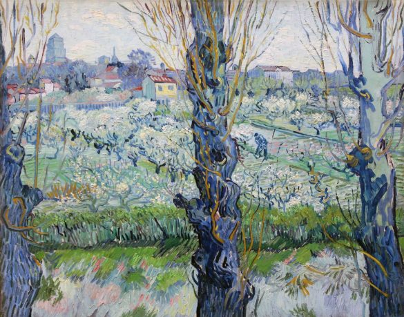 Widok Arles, kwitnące sady (1889) Vincenta van Gogha