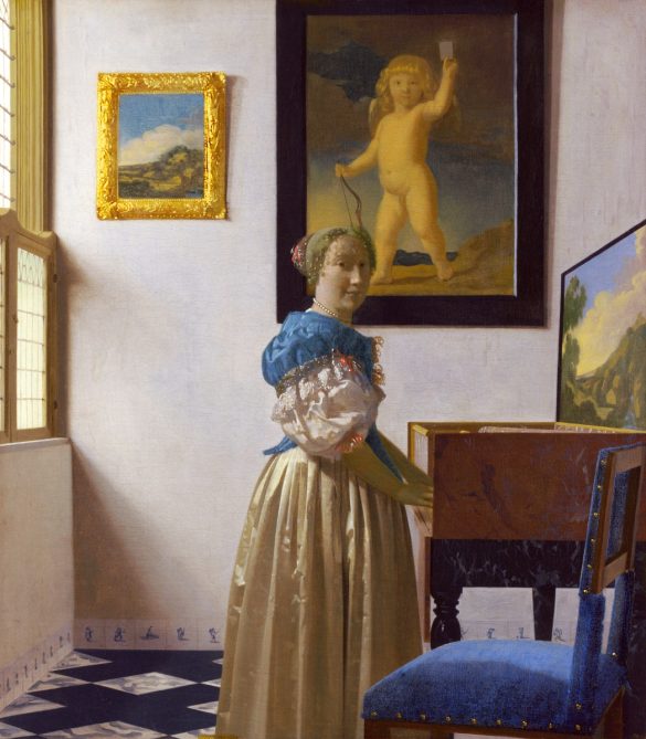 Dama stojąca przy wirginale (ok. 1670–1672) autorstwa Johannesa Vermeera