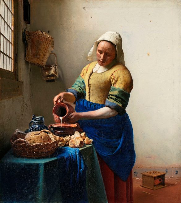 Mleczarka (ok. 1660) autorstwa Johannesa Vermeera. Oryginał z Rijksmuseum