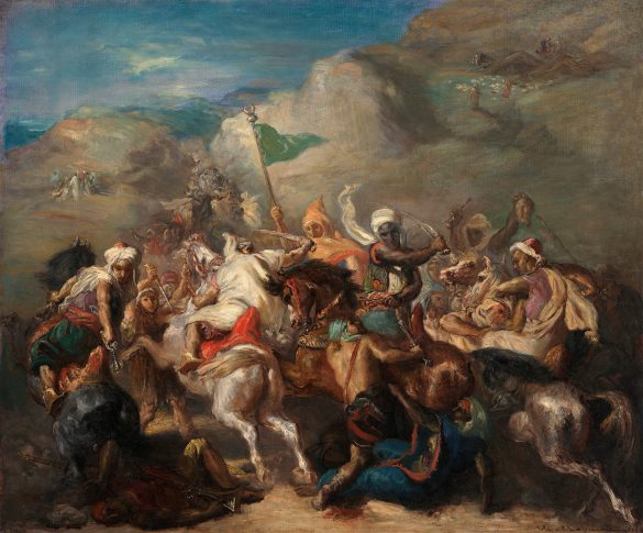 Bitwa arabskich jeźdźców wokół sztandaru (1854)