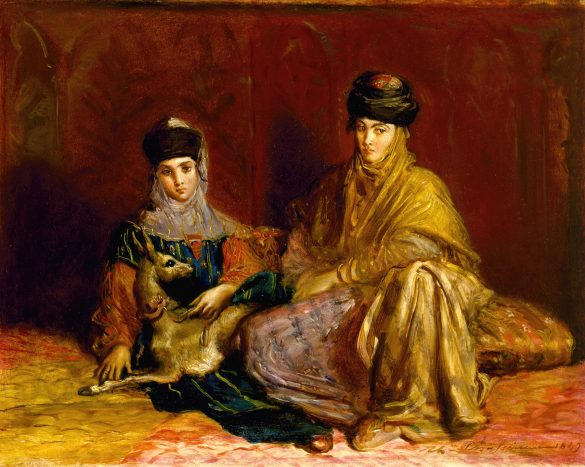 Kobieta i dziewczynka z Konstantyna z gazelą (1849)