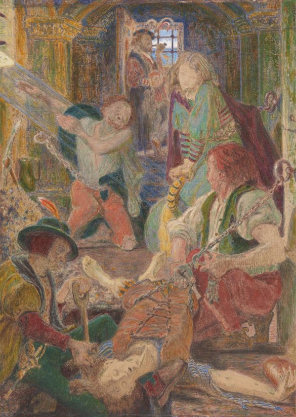 Więzień z Chillon błaga strażników, aby pochowali jego brata tam, gdzie słońce mogłoby padać na jego grób (1858)