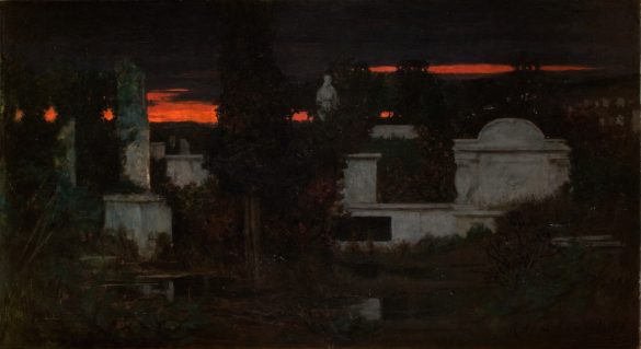 Włoski cmentarz o zmierzchu (1880)